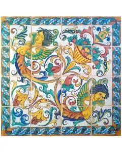 Deruta tile panel featuring a Cornucopia handmade by Antica Deruta - Italy