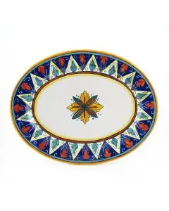 Italian oval platter from the Geometrico 20E Collection handmade by Eugenio Ricciarelli - Deruta, Rapallo, Amalfi