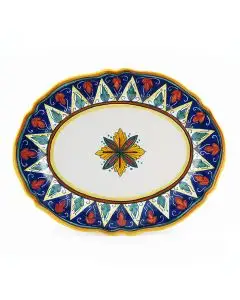 Italian oval platter from the Geometrico 20E Collection handmade by Eugenio Ricciarelli - Deruta, Rapallo, Amalfi