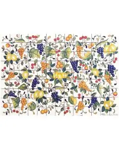 Deruta large tile panel featuring grapes and lemons handmade by Antica Deruta - Italy