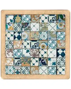 Deruta Reclaimed tile panel with a terracotta frame handmade by Antica Deruta - Italy
