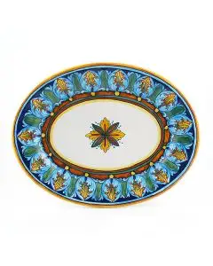 Italian oval platter from the Geometrico 25E Collection handmade by Eugenio Ricciarelli - Deruta, Rapallo, Amalfi