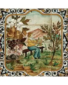 Deruta Spring tile panel from the Four Seasons collection handmade by Antica Deruta - Italy