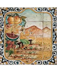 Deruta Summer tile panel from the Four Seasons collection handmade by Antica Deruta - Italy