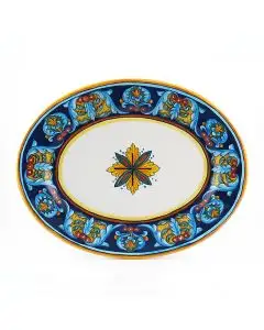 Italian oval platter from the Geometrico 35E Collection handmade by Eugenio Ricciarelli - Deruta, Rapallo, Amalfi