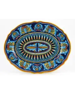 Italian oval platter from the Geometrico 35E Collection handmade by Eugenio Ricciarelli - Deruta, Rapallo, Amalfi