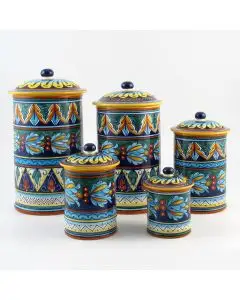 Italian canister from the Geometrico 39E Collection handmade by Eugenio Ricciarelli - Deruta, Rapallo, Amalfi