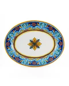 Italian oval platter from the Geometrico 64E Collection handmade by Eugenio Ricciarelli - Deruta, Rapallo, Amalfi