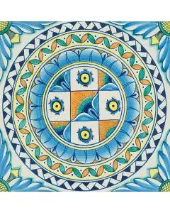 Hand-painted Deruta tile ad02 by Antica Deruta, Italy. The tile is entirely handcrafted.