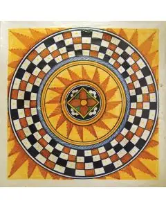 Hand-painted Deruta tile ad10 by Antica Deruta, Italy. The tile is entirely handcrafted.
