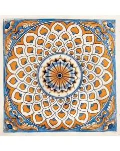 Hand-painted Deruta tile ad15 by Antica Deruta, Italy. The tile is entirely handcrafted.