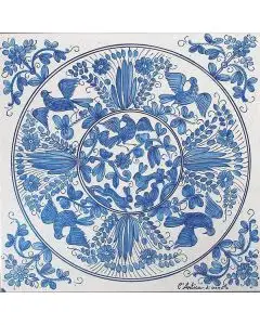 Hand-painted Deruta tile ad17 by Antica Deruta, Italy. The tile is entirely handcrafted.