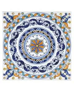 Hand-painted Deruta tile AD23L Tradizione Collection by Antica Deruta, Italy. The tile is entirely handcrafted.