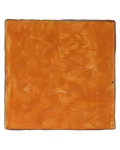 Hand-painted orange Deruta tile by Antica Deruta, Italy. The tile is entirely handcrafted.