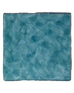 Hand-painted green Deruta tile by Antica Deruta, Italy. The tile is entirely handcrafted.