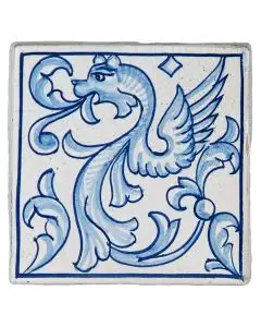 Hand-painted Deruta tile AD07T by Antica Deruta, Italy. The tile is entirely handcrafted.