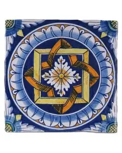 Hand-painted Deruta tile AD23 Tradizione Collection by Antica Deruta, Italy. The tile is entirely handcrafted.