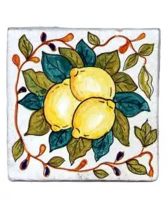 Hand-painted Deruta tile AD04 Natura Collection by Antica Deruta, Italy. The tile is entirely handcrafted.