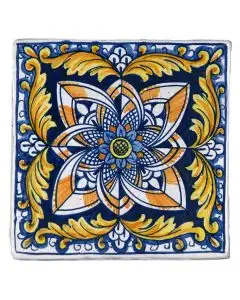 Hand-painted Deruta tile AD58B Tradizione Collection by Antica Deruta, Italy. The tile is entirely handcrafted.