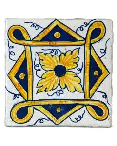 Hand-painted Deruta tile AD61B Tradizione Collection by Antica Deruta, Italy. The tile is entirely handcrafted.
