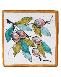 Hand-painted Deruta tile AD03 Natura Collection by Antica Deruta, Italy. The tile is entirely handcrafted.