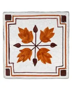 Hand-painted Deruta tile AD01A Classica collection by Antica Deruta, Italy. The tile is entirely handcrafted.