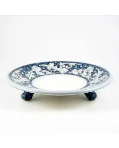 Italian fruit bowl from the Rinascimento Blu e Bianco collection handmade by Ceramiche Rampini in Gubbio, Italy