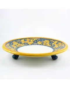 Italian fruit bowl from the Rinascimento Blu e Giallo collection handmade by Ceramiche Rampini in Gubbio, Italy