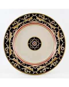 Barocco Nero Italian round platter handmade by Fima in Deruta