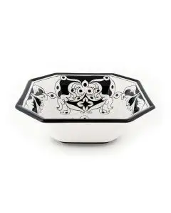 Italian octagonal serving bowl Bianco Nero from the Ottagonali Collection handmade by Francesca Niccacci in Deruta