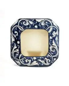 Italian hand-painted ceramic photo frame from the Rinascimento collection handmade by Ceramiche Rampini in Gubbio, Italy