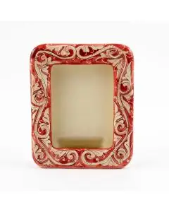 Italian hand-painted ceramic photo frame from the Rinascimento collection handmade by Ceramiche Rampini in Gubbio, Italy