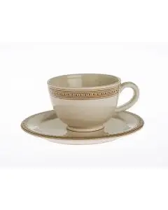 Italian breakfast cup and saucer from the Rubino collection, handmade by Francesco Fasano in Grottaglie, Italy