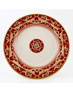 Barocco Rosso Italian round platter handmade by Fima in Deruta