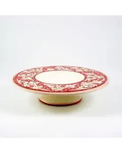 Italian cake & cheese stand from the Rinascimento Rosa e Bianco collection handmade by Ceramiche Rampini in Gubbio, Italy
