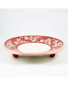 Italian fruit bowl from the Rinascimento Rosa e Bianco collection handmade by Ceramiche Rampini in Gubbio, Italy
