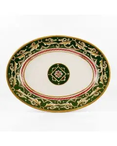 Barocco Verde Italian oval platter handmade by Fima in Deruta