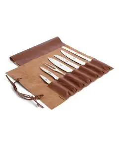 Set of 7 Kitchen Knives with White Handles