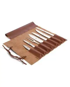 Set of 7 Kitchen Knives with Black Handles