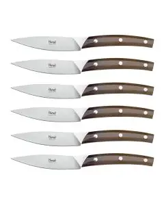 Falorni set of 6 steak knives with buffalo horn handles handcrafted by Coltellerie Consigli in Scarperia, Italy