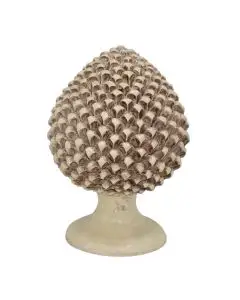 An antique mother-of-pearl pumo, a traditional ceramic pinecone carefully handmade in Caltagirone, Sicily.