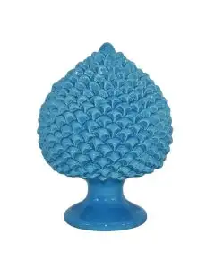 A turquoise pumo, a traditional ceramic pinecone carefully handmade in Caltagirone, Sicily.