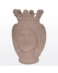 Matt ivory Sicilian Moorish head featuring a female character. It is handcrafted in Caltagirone, Italy.