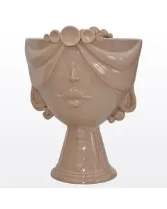 Tortora Sicilian Moorish head featuring a female character from the Zahira collection handcrafted in Caltagirone, Italy.
