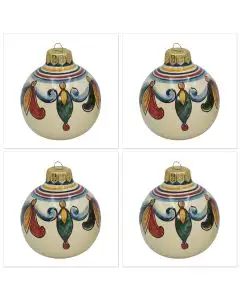 Set of four Christmas baubles handcrafted in Caltagirone, Sicily - Italy