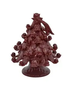 Maroon ceramic Christmas tree handcrafted in Caltagirone, Sicily - Italy