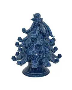 Blue ceramic Christmas tree handcrafted in Caltagirone, Sicily - Italy