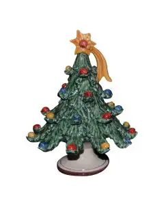 Green ceramic Christmas tree handcrafted in Caltagirone, Sicily - Italy