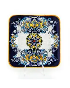 Italian Square platter Delfini from the Ottagonali Collection handmade by Francesca Niccacci in Deruta