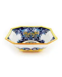 Italian octagonal serving bowl Delfini from the Ottagonali Collection handmade by Francesca Niccacci in Deruta
